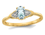 2/5 Carat (ctw) Aquamarine Promise Ring in 14K Yellow Gold (SZIE 7)